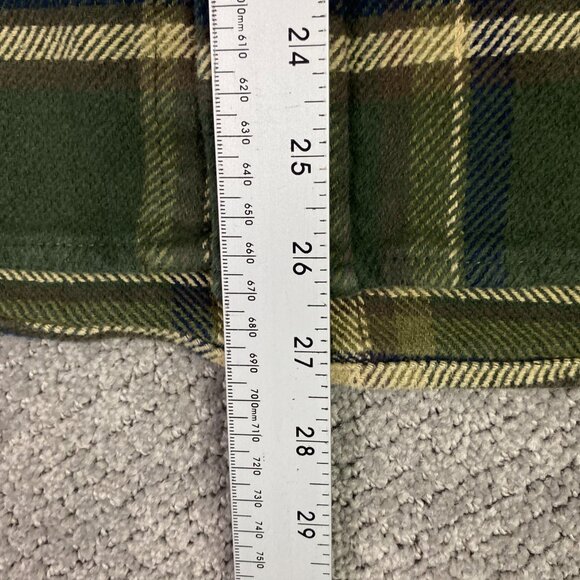 Orvis Flannel Shirt Jacket Shacket Men's Small Green Check Plaid Cotton - Picture 11 of 14
